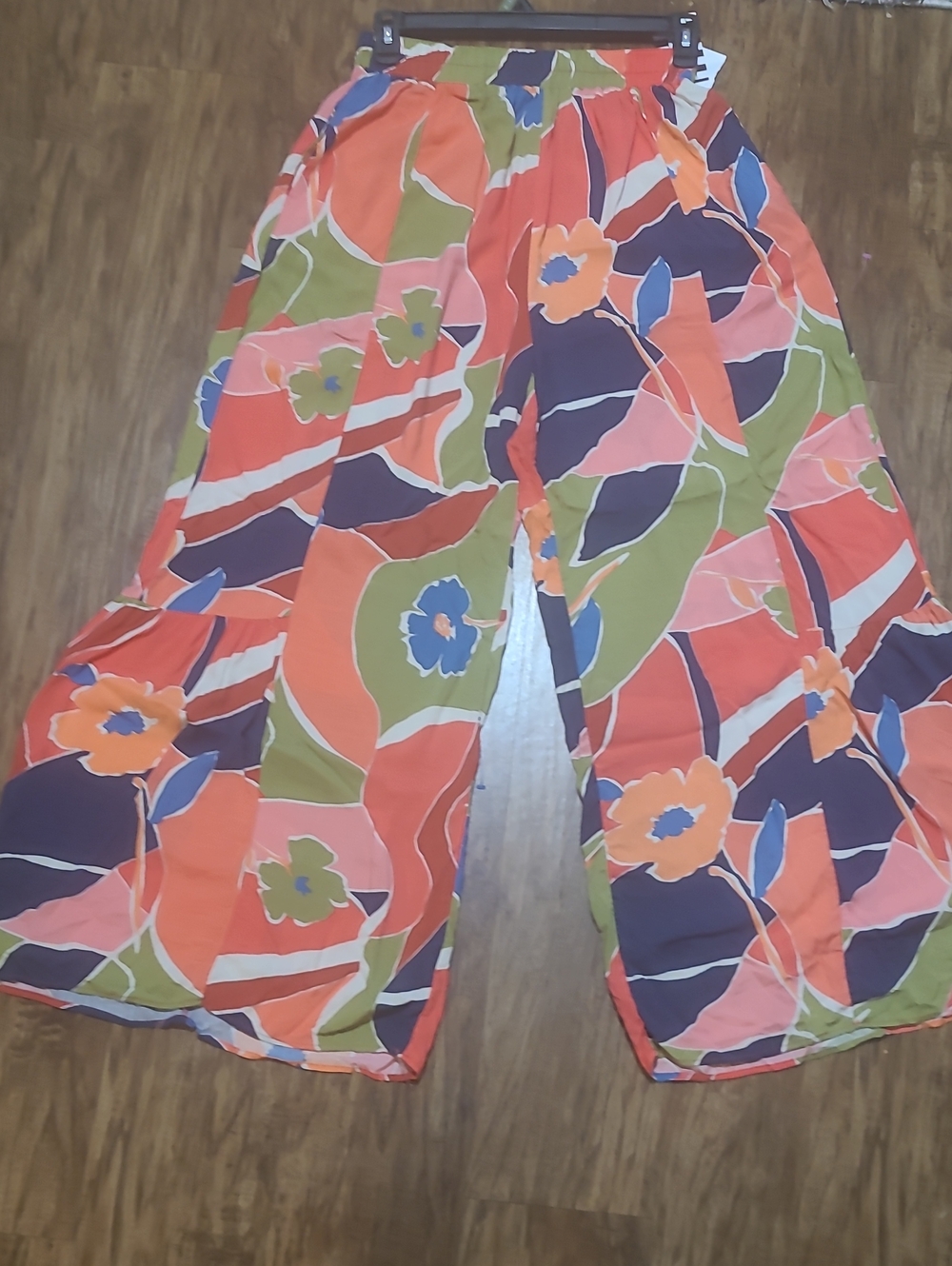 easel Colorful Floral Wide-Leg Pants - Orange Multi